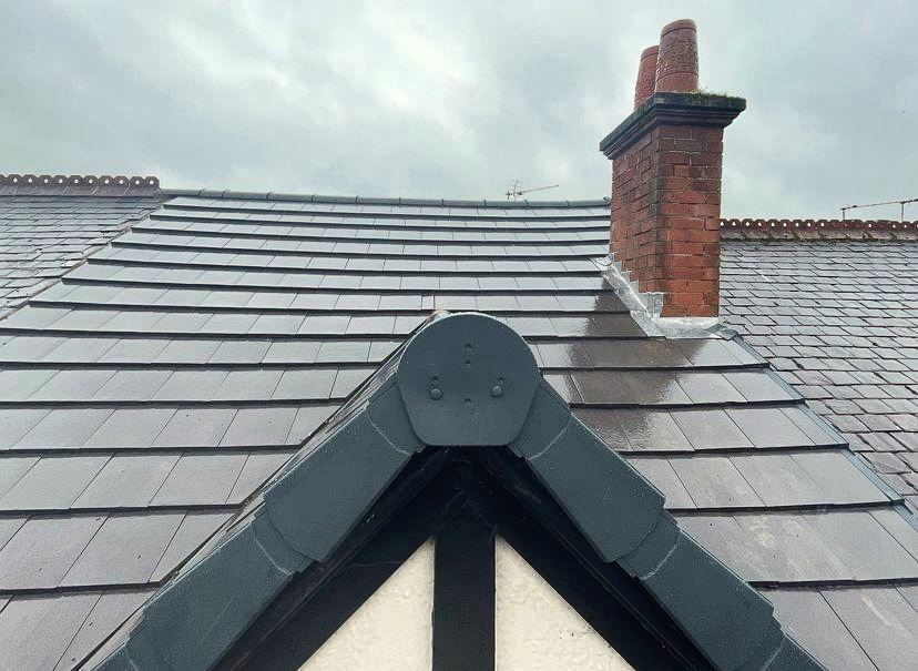 Dry verge and ridge finish with chimney